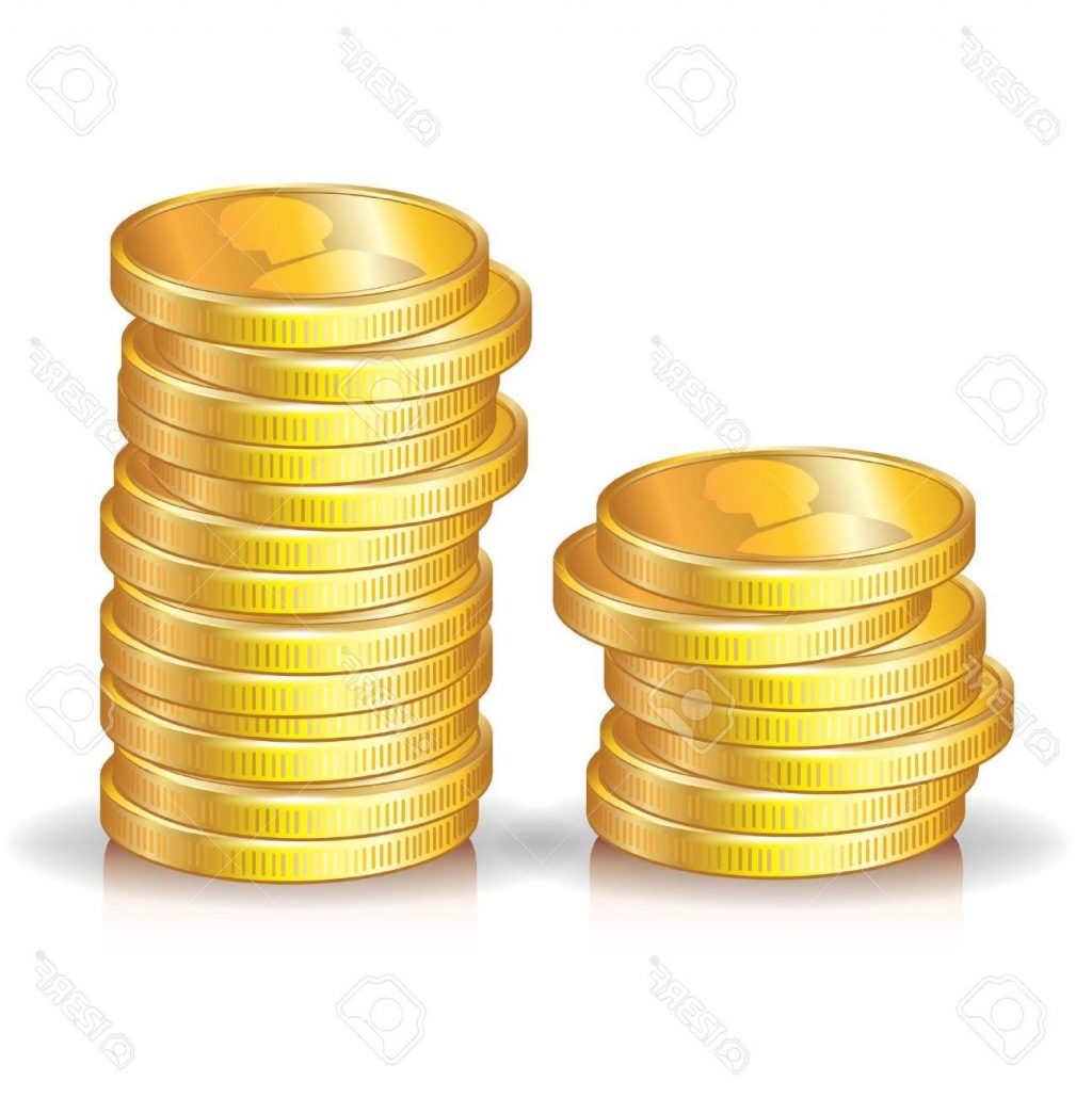 1024x1029 Best Hd Two Golden Coins Stacks On White Stock Vector Money Gold