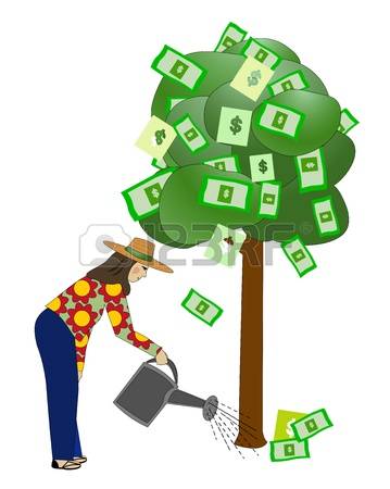 359x450 Watering Money Tree Clipart