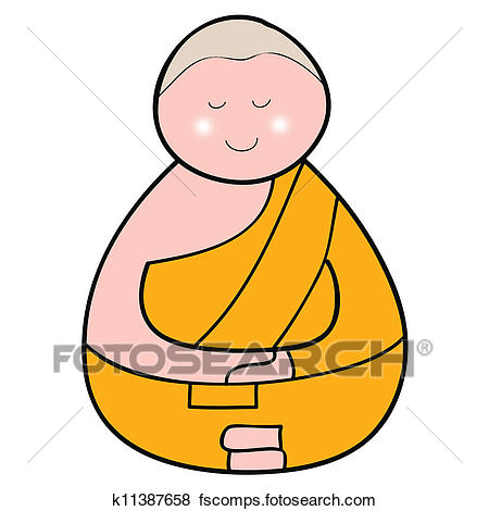 450x470 Clip Art Of Buddhist Monk Cartoon Hand Drawn K11387658