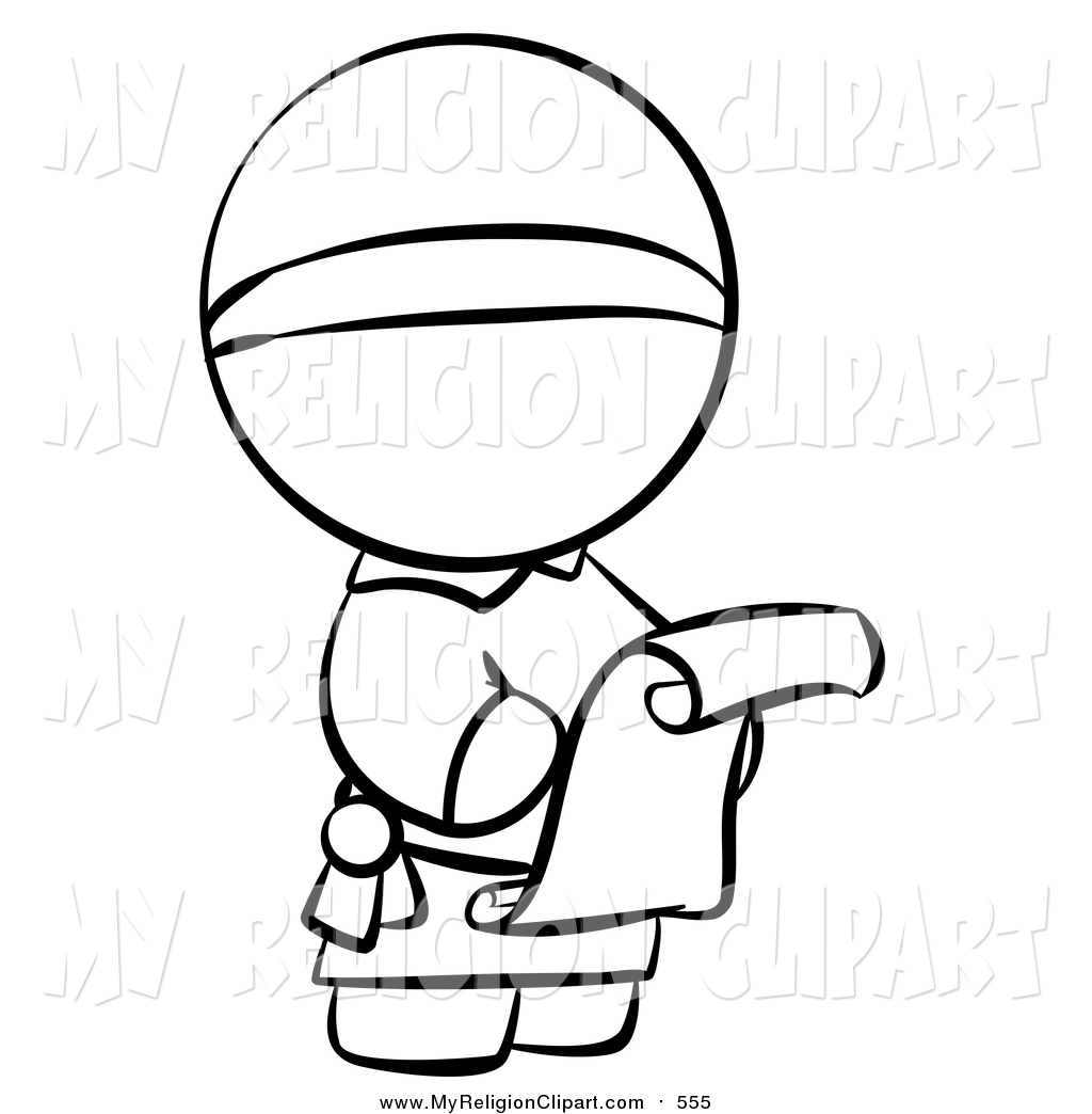 1024x1044 Religion Clip Art Of A Lineart Human Factor Monk Reading A Scroll