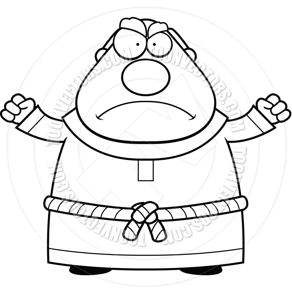 940x940 Cartoon Monk Angry (Black And White Line Art) By Cory Thoman