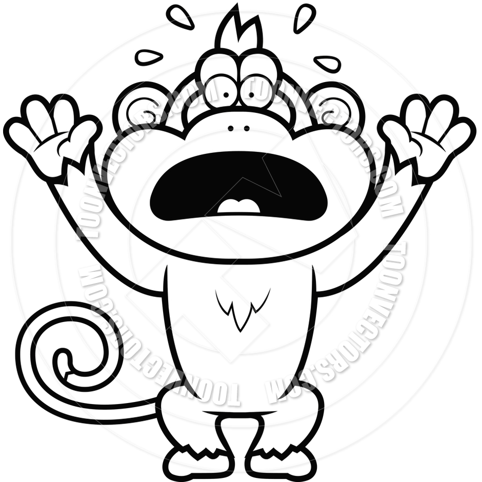940x940 Cartoon Monkey Panicking (Black And White Line Art) By Cory Thoman