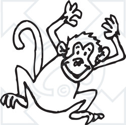 250x248 Clipart Black And White Jumping Monkey