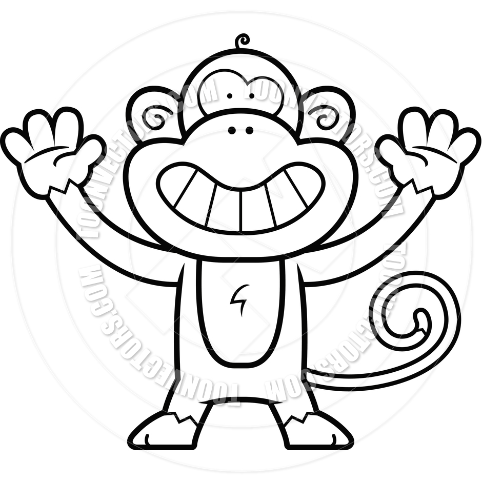 940x940 Monkey Smiling (Black And White Line Art) By Cory Thoman Toon