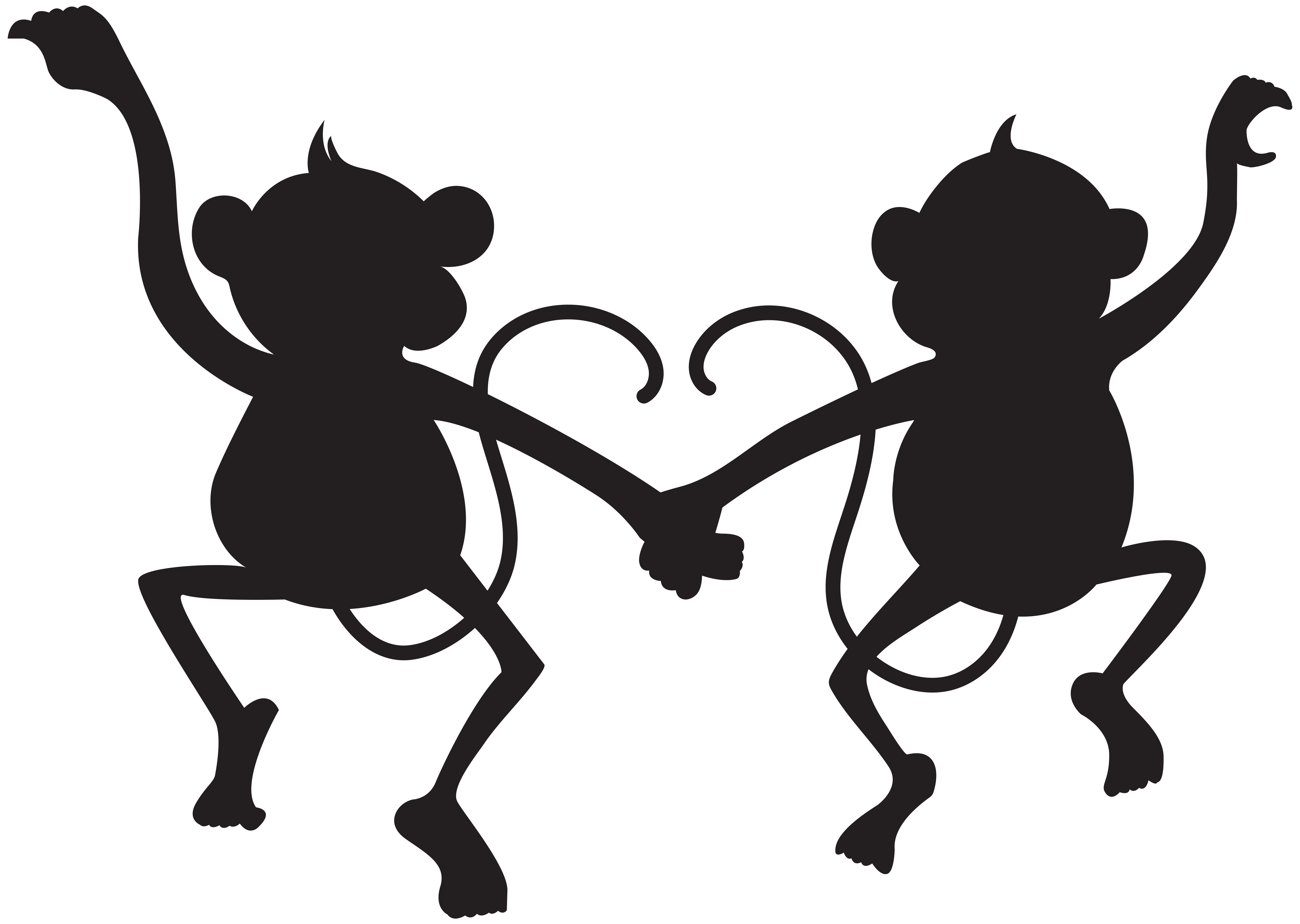 8000x5686 Cute Monkeys Silhouette Png Transparent Clip Art Imageu200b Gallery