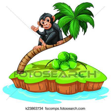 450x449 Clipart Of A Monkey Above The Coconut Tree K23863734