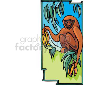 300x300 Royalty Free Monkey In A Banana Tree 380038 Vector Clip Art Image