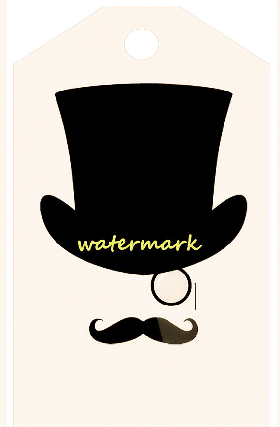 570x868 Gentleman With Monocle Top Hat And Mustache Hipster Gift Tags