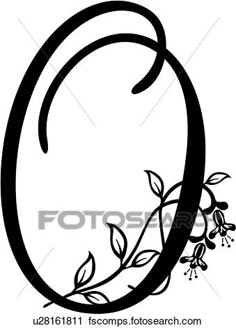 339x470 Clipart Of , Script, Alphabet, Capital, Lettered, Monogram, O