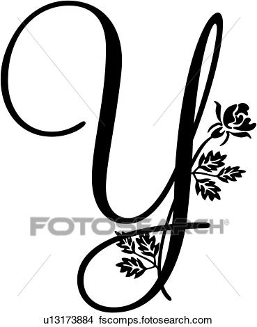 369x470 Clipart Of , Alphabet, Capital, Lettered, Monogram, Script, Y