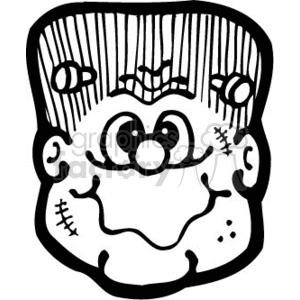 300x300 Royalty Free Black And White Monster Head 144851 Vector Clip Art