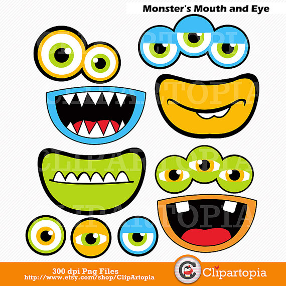 570x570 Monsters Mouth And Eyes Digital Clipart Little Monster Party