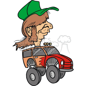 300x300 Royalty Free Redneck Driving A Truck 172867 Vector Clip Art Image