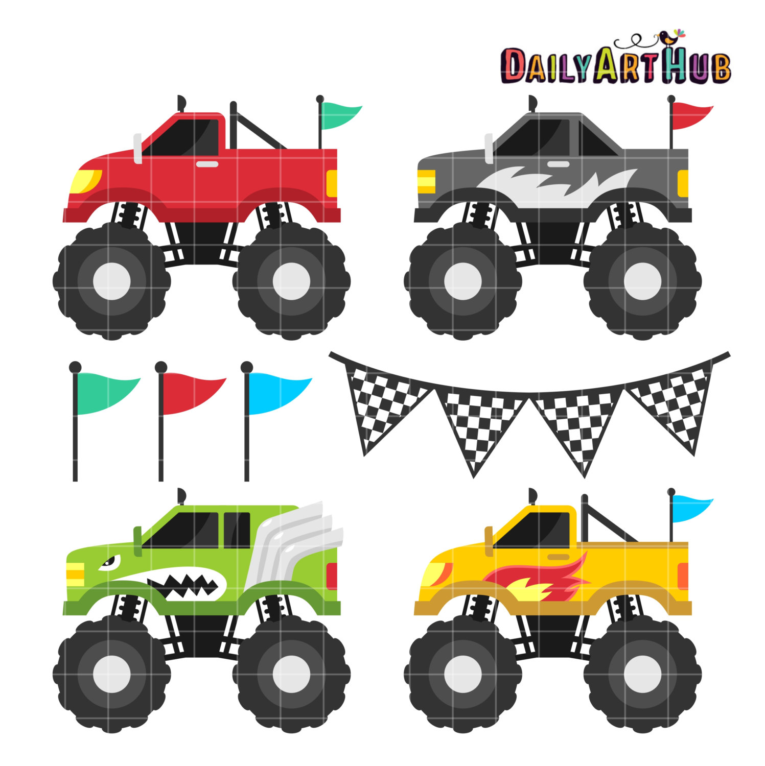 1497x1500 Monster Truck Clip Art Four Wheel Drive Clipart Cool