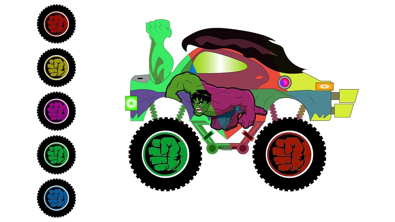 1280x720 Puzzle Paints And Wheels Hulk Super Monster Truck