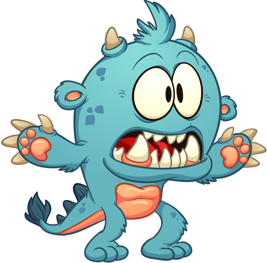 1024x1012 Happy Cartoon Monster. Halloween Vector Horned Fat Monster Sitting