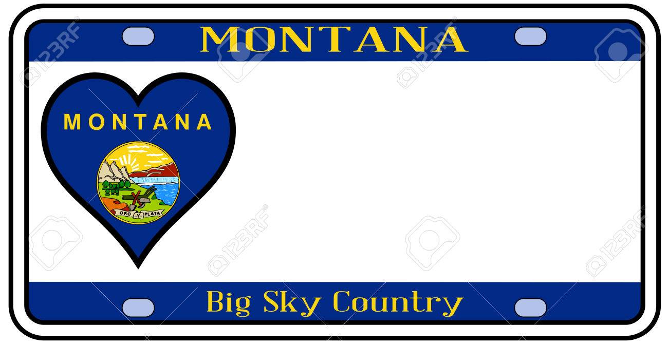 1300x672 Montana State License Plate In The Colors Of The State Flag