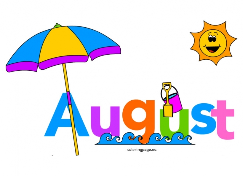 820x593 Month Of August Clip Art Coloring Page Throughout August Clipart