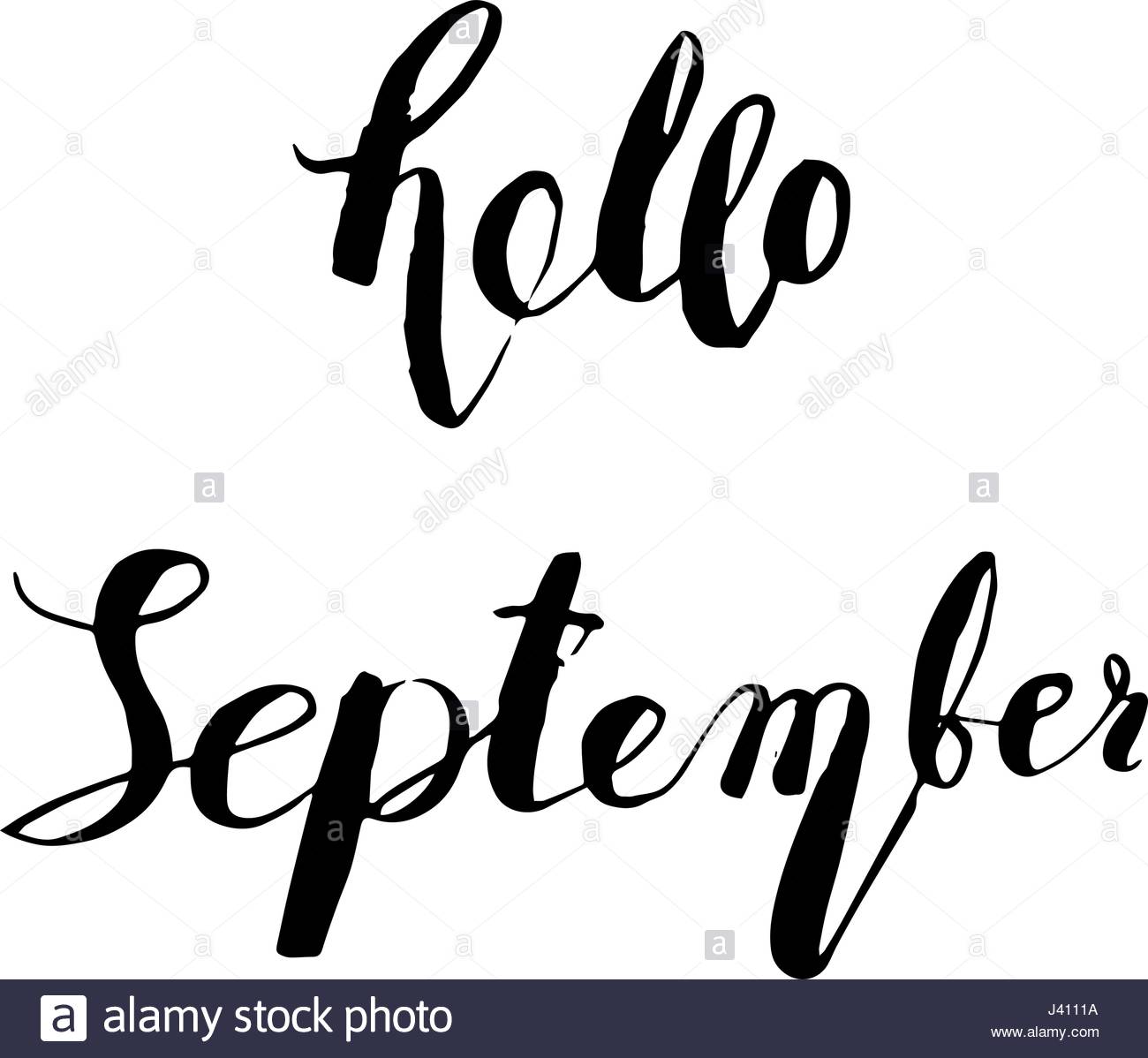 1300x1198 Hand Drawn Ink Lettering Hello September Isolated Black On White