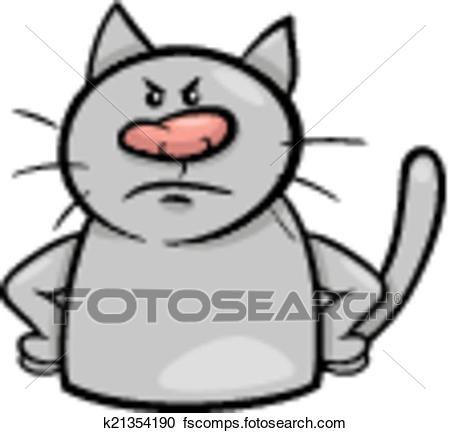 450x433 Clipart Of Mood Angry Cat Cartoon Illustration K21354190
