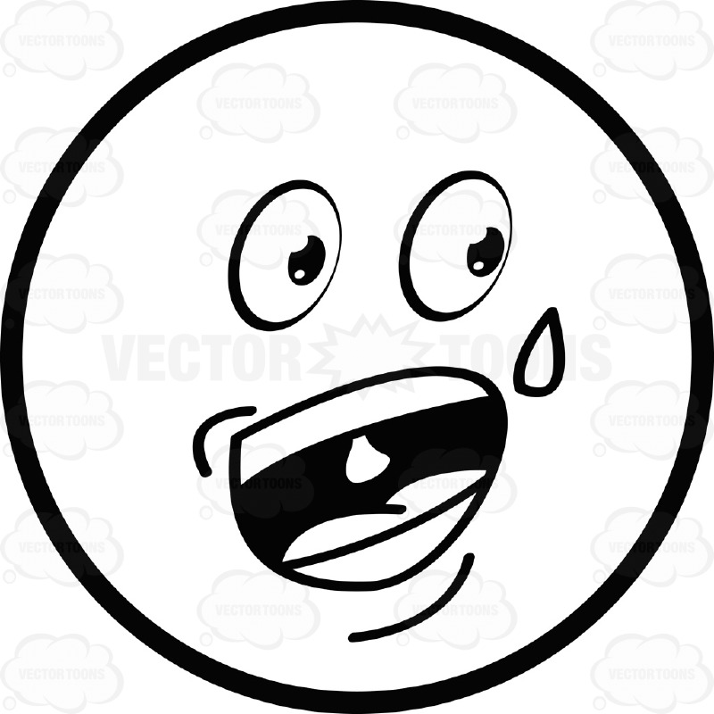 800x800 Nervous Talking Sweating Large Eyed Black And White Smiley Face