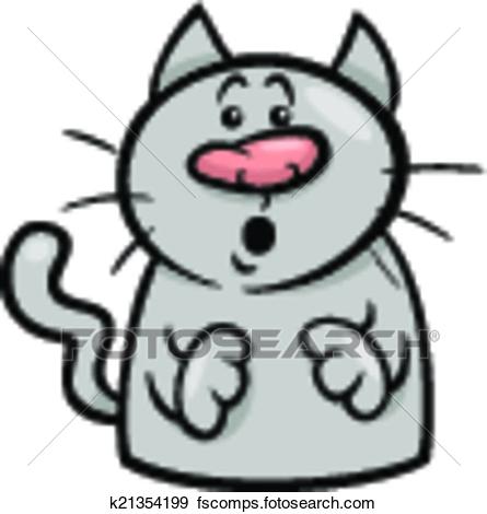 445x470 Clip Art Of Mood Surprised Cat Cartoon Illustration K21354199