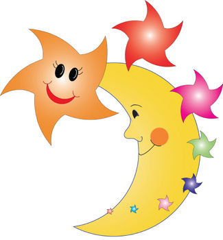 325x350 Clipart Picture Of Happy Stars And The Man In The Moon
