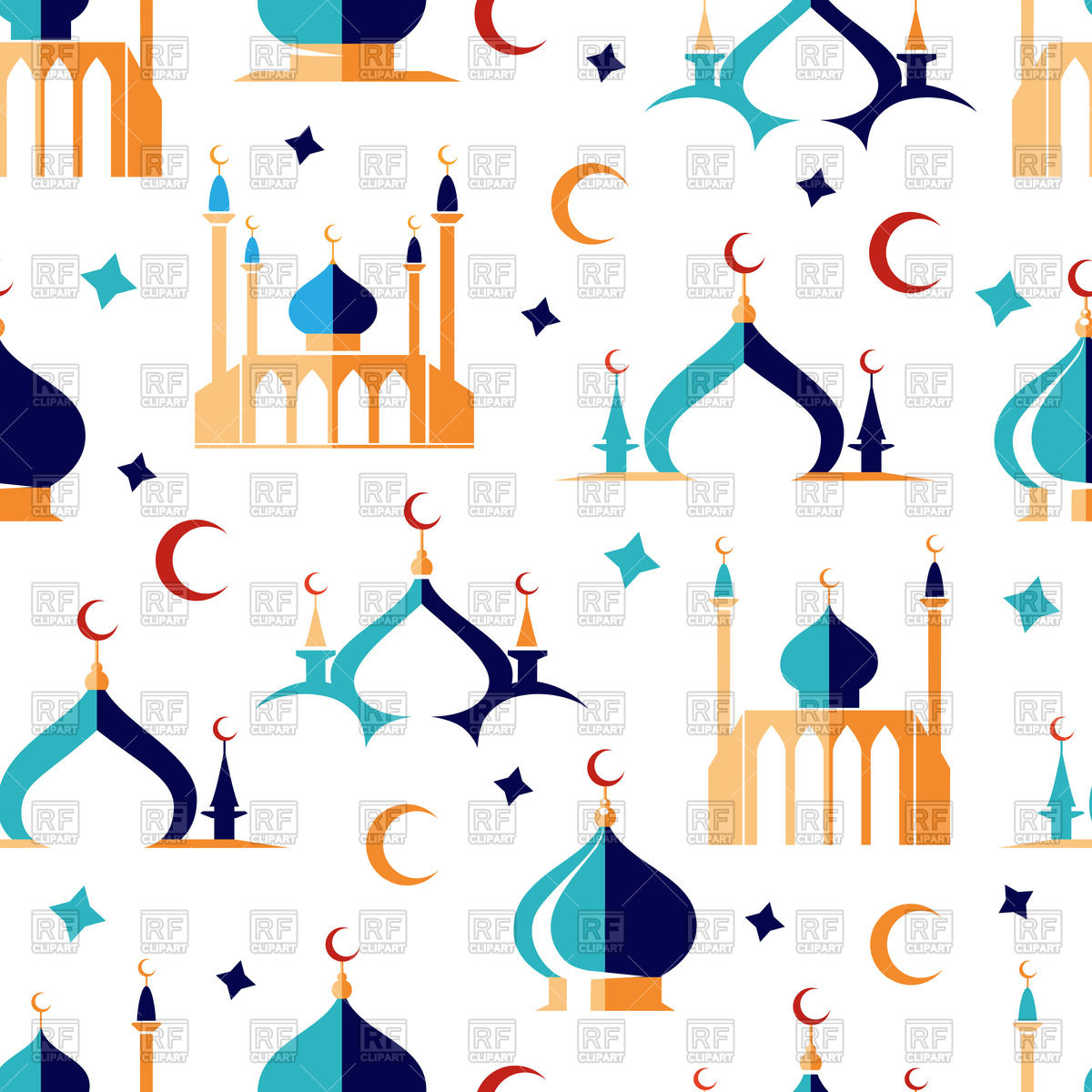 1200x1200 Arabic Seamless Pattern With Moon Stars And Mosque Royalty Free
