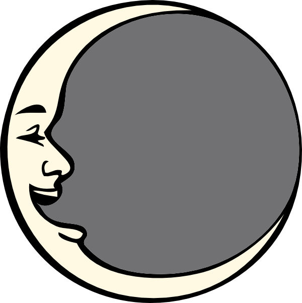 600x602 The Man In Moon Black And White Clipart