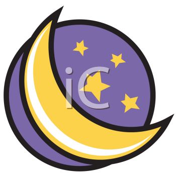 350x350 Royalty Free Clip Art Image Cartoon Half Moon And Stars