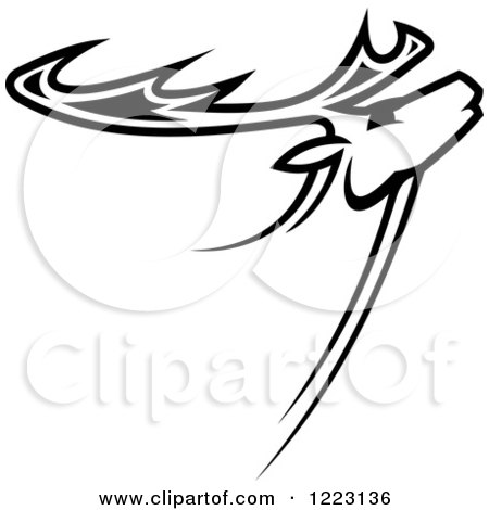 450x470 Clipart Of A Sketched Black And White Moose Head In Profile