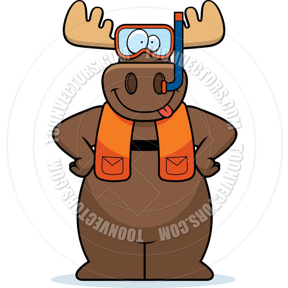 940x940 Cartoon Moose Snorkeling By Cory Thoman Toon Vectors Eps