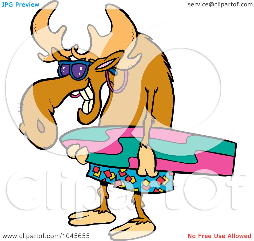 1080x1024 Royalty Free (Rf) Clip Art Illustration Of A Cartoon Surfer Moose