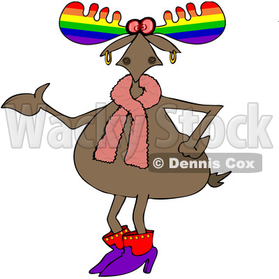400x400 Of A Cartoon Colorful Gay Moose Presenting