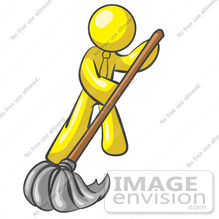 450x450 Clip Art Graphic Of A Yellow Guy Character Mopping