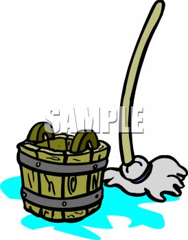 274x350 Cartoon Wooden Bucket And Mop