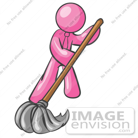 450x450 Clip Art Graphic Of A Pink Guy Character Mopping