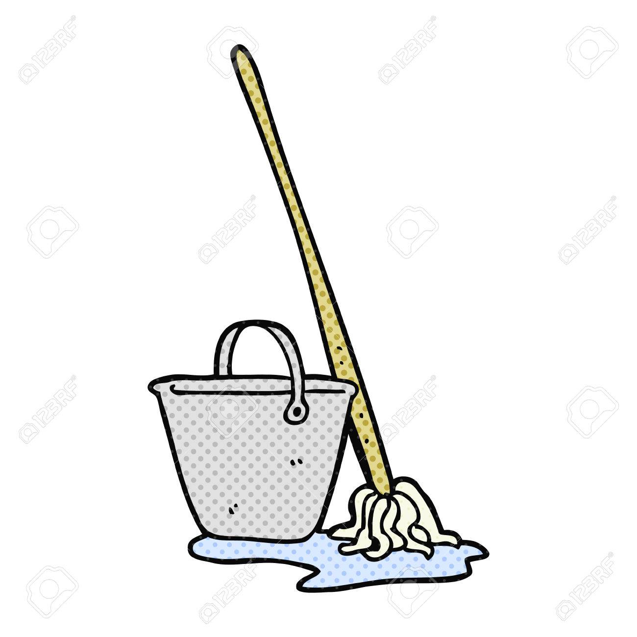 1300x1300 Freehand Drawn Cartoon Mop And Bucket Royalty Free Cliparts