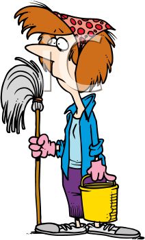 212x350 A Cartoon Woman With Mop And Bucket