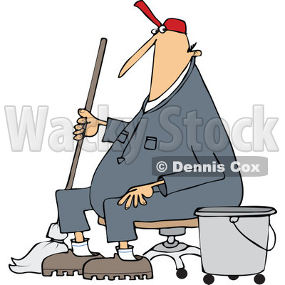400x400 Royalty Free (Rf) Clip Art Illustration Of A Man Mopping In A Pink