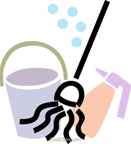 436x480 Mop And Pail With Household Cleaner Royalty Free Vector Clip Art