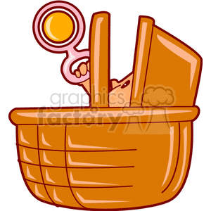 300x300 Royalty Free A Baby In A Brown Basket Holding A Rattle Out 156469