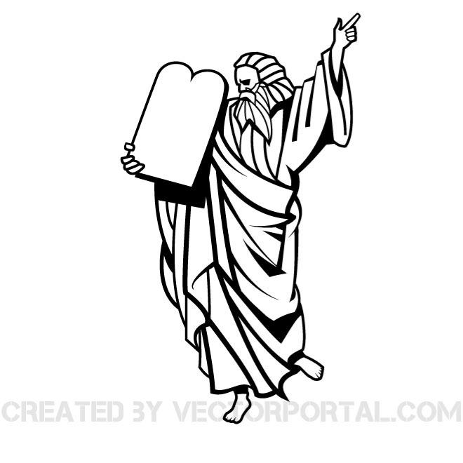 660x660 Vector Illustration Of Moses. Religious Clip Art Graphics Image