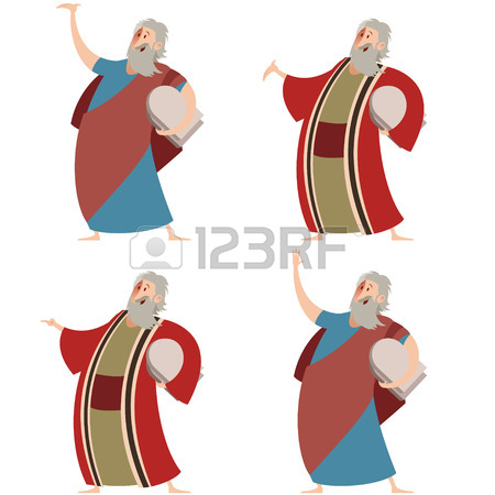 450x450 Moses With Two Stones Of Ten Commandments Cartoon Illustration