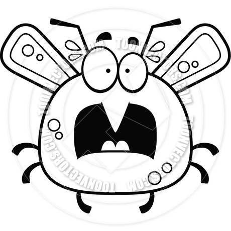 460x460 Cartoon Little Mosquito Scared (Black And White Line Art) By Cory