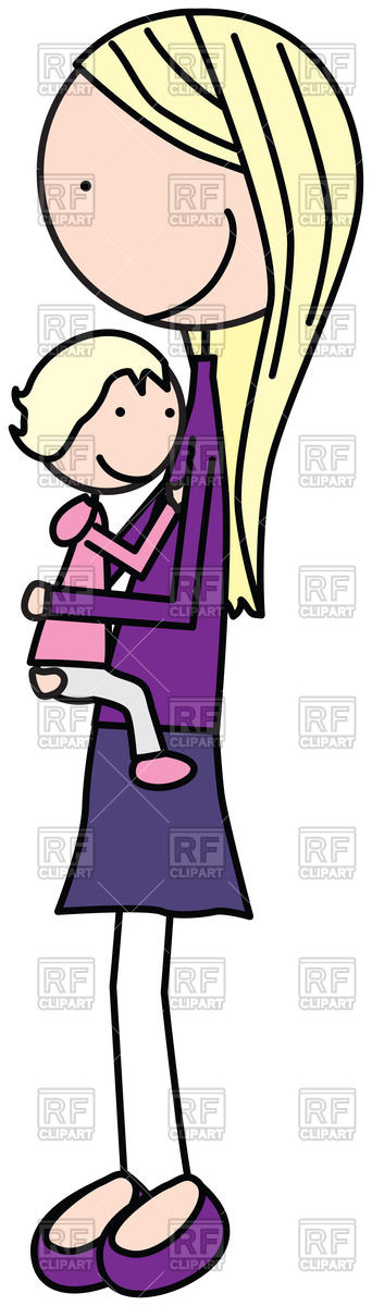 342x1200 Cartoon Style Mother Holding A Baby Royalty Free Vector Clip Art