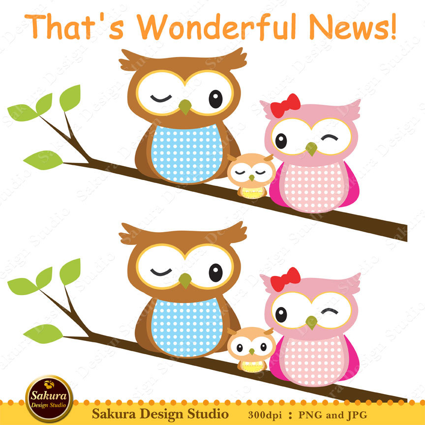 864x864 Downloadable Owl Mother And Babies Clipart