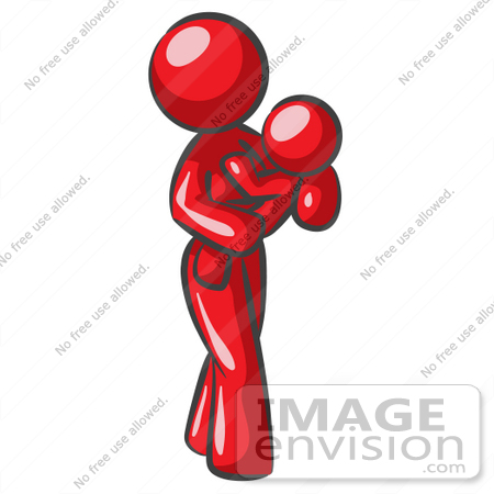 450x450 Clip Art Graphic Of A Red Lady Character Mother Carrying Her Baby