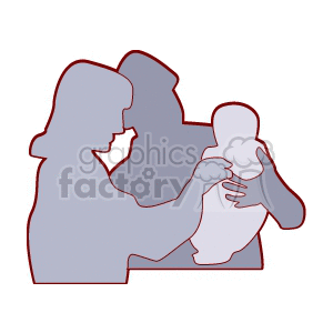 300x300 Royalty Free Silhouette Of A Mother And Father Holding Their Baby