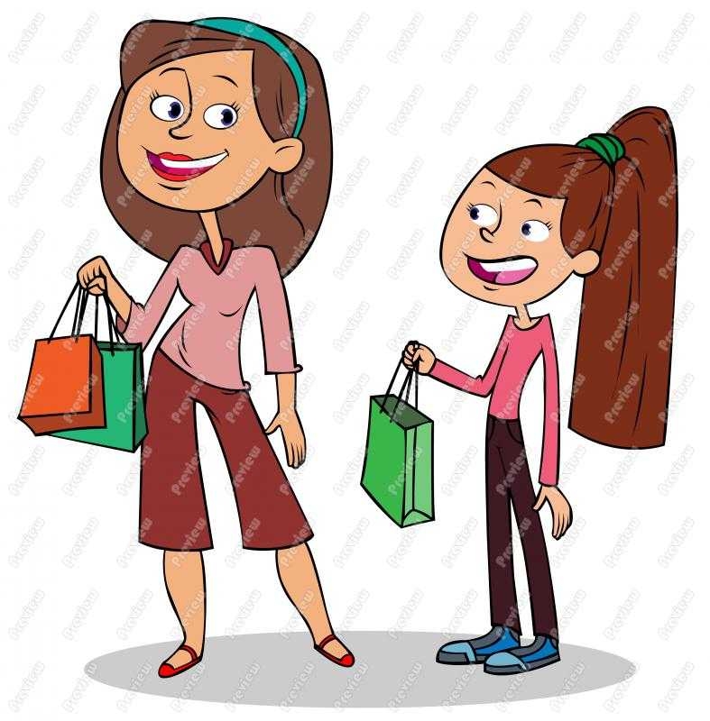 787x800 Mother And Daughter Shopping Clip Art